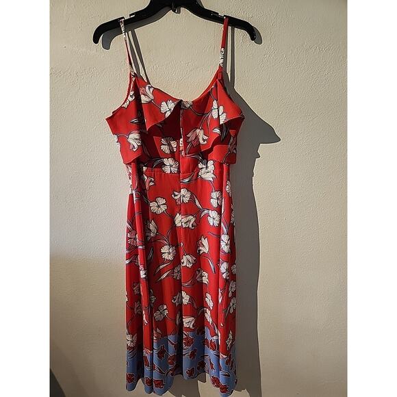 Roz & Ali Maxi Spaghetti Strap Dress Floral Blue Red White Tropical Size 12P - Picture 7 of 10